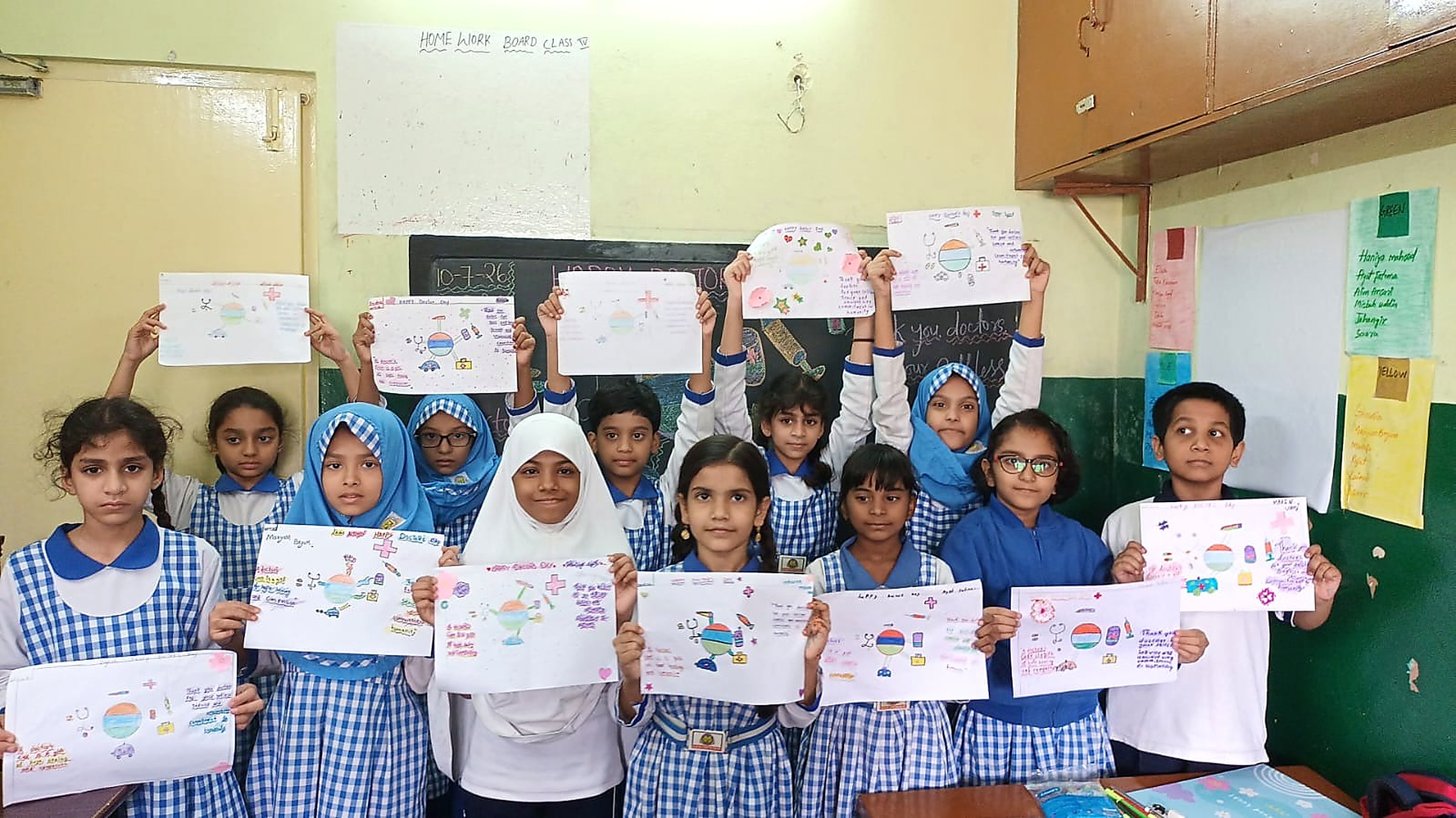 Students presenting their classwork at Neo Rosary School